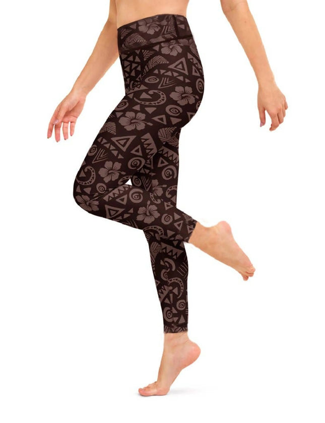 Black Floral Control Top Leggings