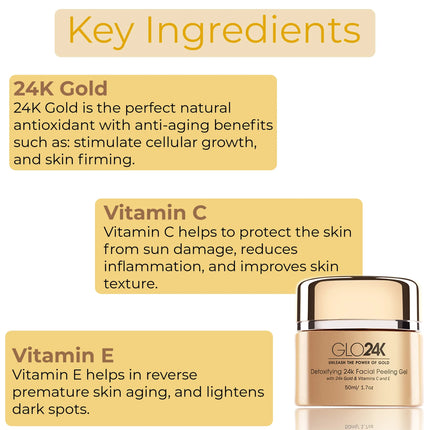 24K Gold Facial Peeling Gel | Gentle Exfoliator with Vitamin C & E
