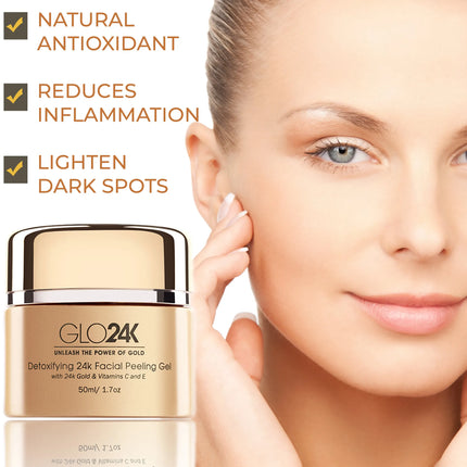 24K Gold Facial Peeling Gel | Gentle Exfoliator with Vitamin C & E