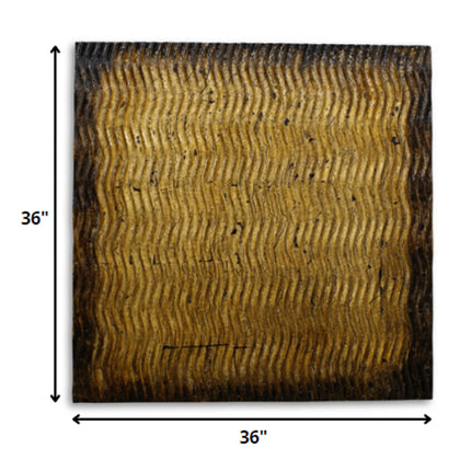Bronze Metallic Ridge Wood Wall Art