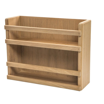 Wall Mounted Wood Spice Rack Organizer, Brown Finish