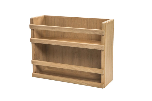 Wall Mounted Wood Spice Rack Organizer, Brown Finish
