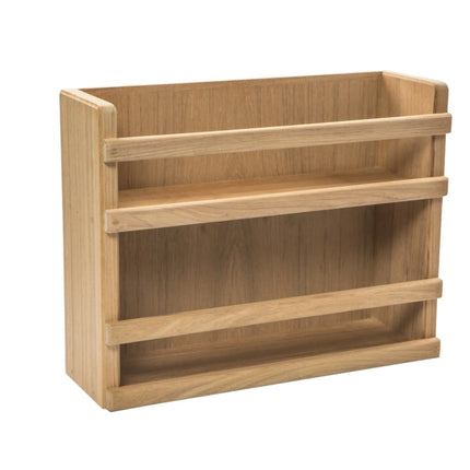 Wall Mounted Wood Spice Rack Organizer, Brown Finish