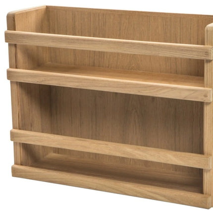 Wall Mounted Wood Spice Rack Organizer, Brown Finish