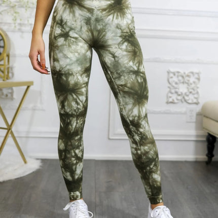 Tie Dye Wide Waistband Cotton Leggings