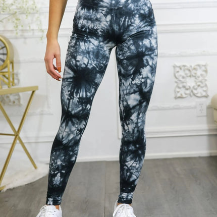 Tie Dye Wide Waistband Cotton Leggings