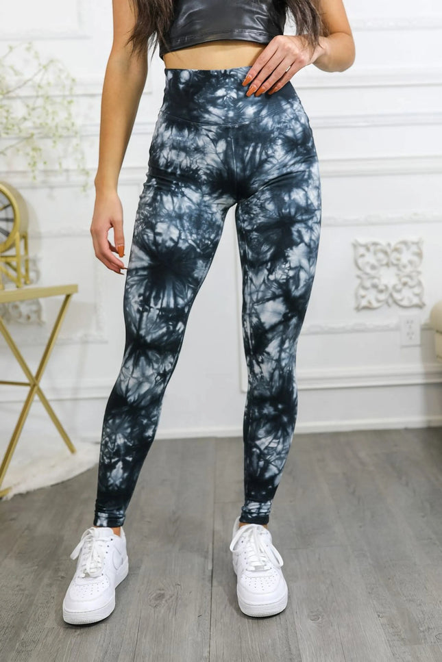 Tie Dye Wide Waistband Cotton Leggings