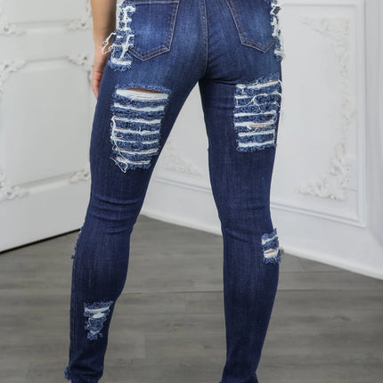 High Rise Distressed Skinny Jeans