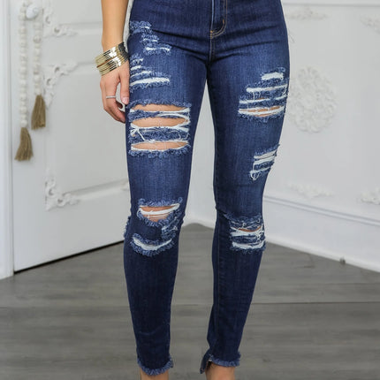 High Rise Distressed Skinny Jeans