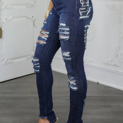 High Rise Distressed Skinny Jeans