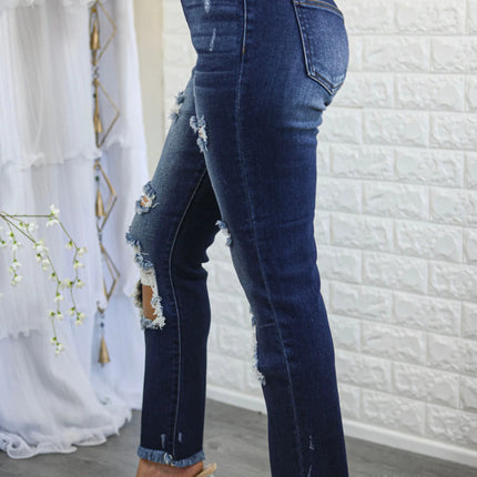 Major Cut Out High Waist Distressed Denim Jeans