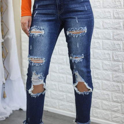 Major Cut Out High Waist Distressed Denim Jeans