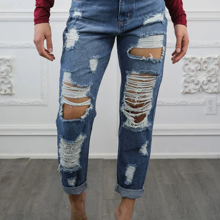 Destroyed and Ripped Maxed Out Boyfriend Jeans