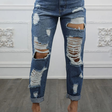 Destroyed and Ripped Maxed Out Boyfriend Jeans