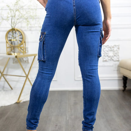 Super Stretch Distracted Distressed Cargo Skinny Jeans