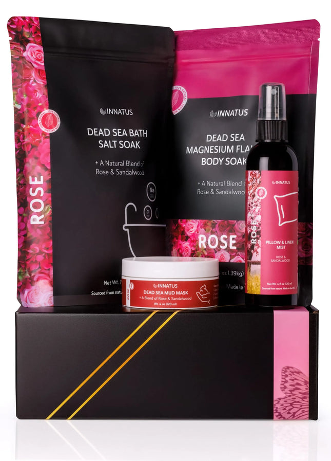 Dead Sea Spa Gift Set with Bath Salts, Magnesium Flakes & Mud Mask