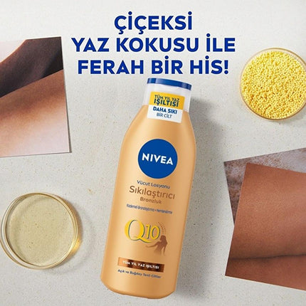 Nivea Nivea Q10 Firming & Tanning Body Lotion - Moisturizing, Sunless Tan, Firming Body Care for Fair to Medium Skin Tones
