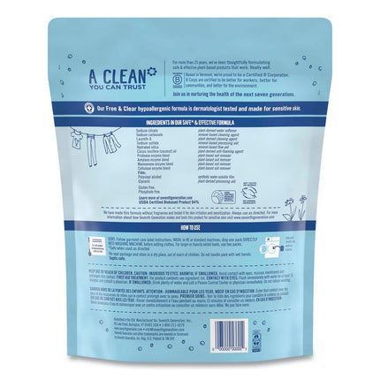 Seventh Generation Natural Laundry Detergent Packs, Powder, Unscented, 45 Packets/Pack