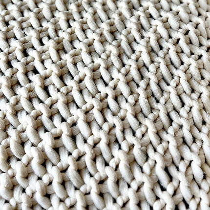Soft Chunky Knitted Cream Throw Blanket
