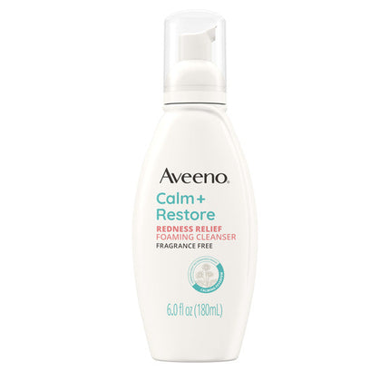 Aveeno Calm + Restore Redness Relief Face Wash, Foaming Facial Cleanser, 6 oz