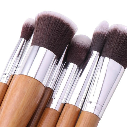 Urbn-cart 11-piece makeup brush set with soft vegan bristles and natural bamboo handles.