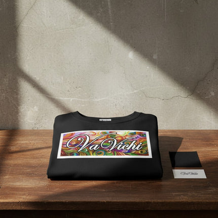 Urbn-cart black semi-fitted 50/50 blend t-shirt with colorful 'Va Vichi' graphic print