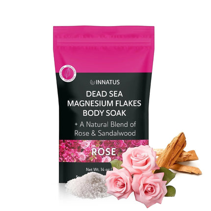 Urbn-cart Dead Sea Magnesium Flakes Body Soak with rose and sandalwood scent, 14 oz bag.