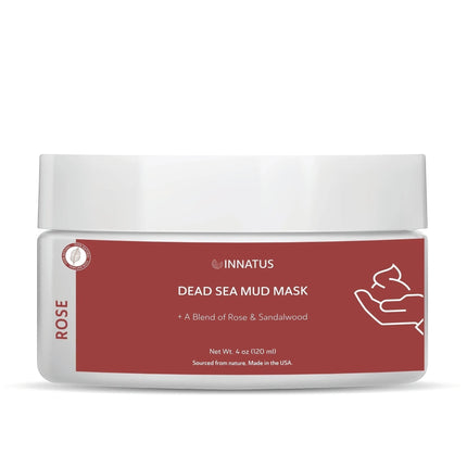Urbn-cart Dead Sea Mud Mask with rose and sandalwood scent, 4 oz jar. Natural ingredients sourced from the USA.