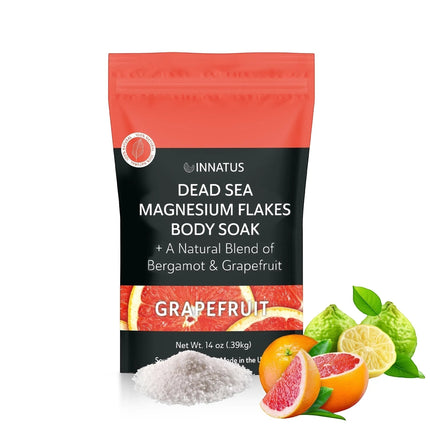 Urbn-cart Grapefruit Dead Sea Magnesium Flakes Body Soak with bergamot and grapefruit scent. Includes bath salt and citrus fruits.