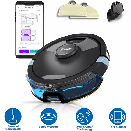 Urbn-cart Shark RV2610WA 2-in-1 AI Robot Vacuum & Mop with Matrix Clean technology, sonic mopping, and app control.