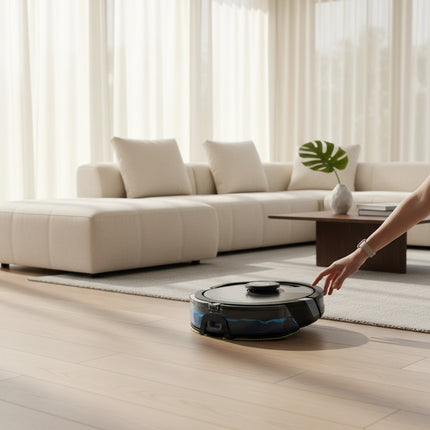 Urbn-cart Shark RV2610WA 2-in-1 robot vacuum and mop with Matrix Clean Technology and app control. Includes self-emptying base and cleaning pads.