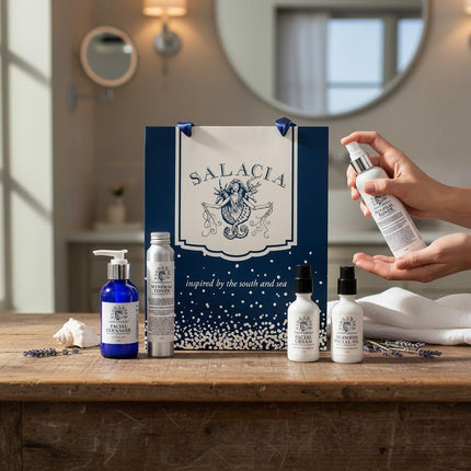 Urbn-cart Vibransea Skincare Gift Set with facial cleanser, toner, cream, and oil. For mature skin.